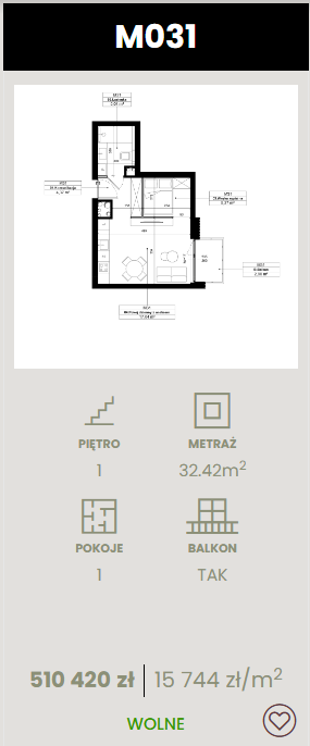 mieszkanie deweloperskie na 1 piętrze z 1 pokojem